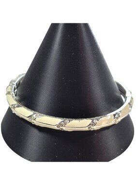 Sequin Bracelet Womens White Silver-Tone Hinged Rhinestone Jewelry Neutral